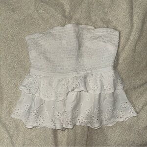 RSQ White Strapless Eyelet Blouse